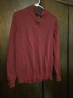 Men's Half-Zip Sweater Pullover - Wine Red